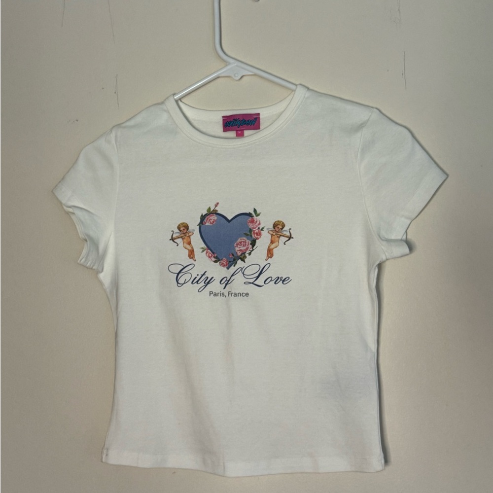 Edikted White and Blue Graphic Tee Short Sleeve
